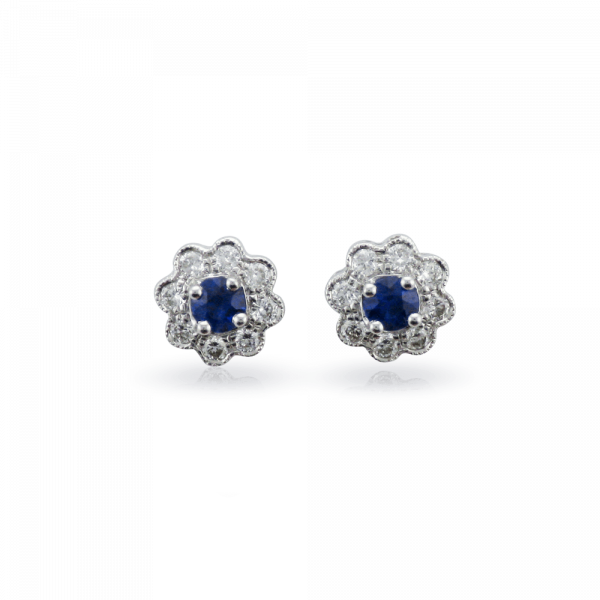 Sapphire Flower Earrings